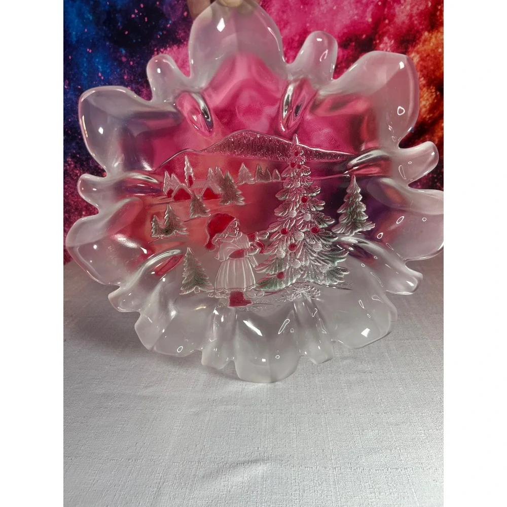 Vintage 1990 Mikasa Christmas Glass Bowl 14.5